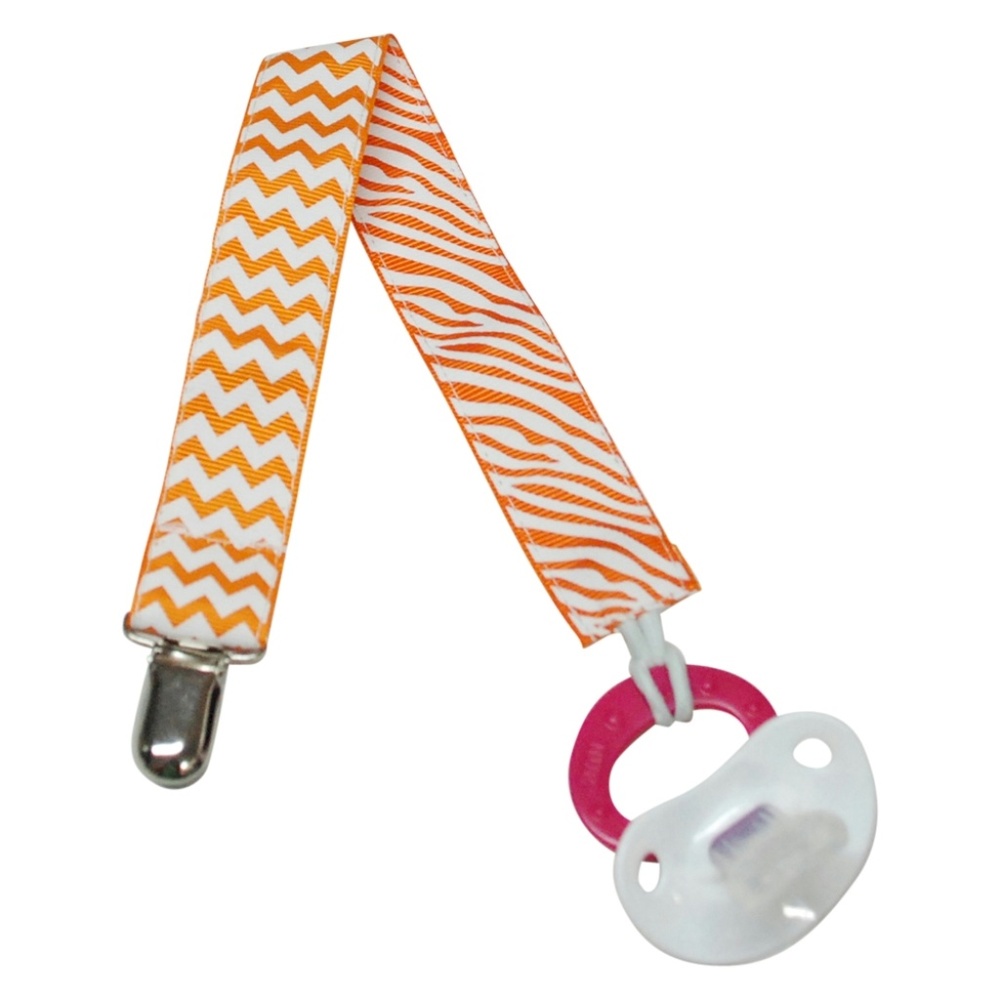 Pack of 4 Pacifier Clips Orange Halloween